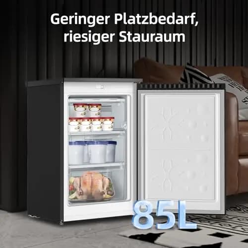 CHiQ 85L Gefrierschrank, 4 Sterne Schnellgefrieren(-24°C) |EEK C, 103kWh/Jahr, 39dB ultraleise| 845mm H,umkehrbare Tür|Tiefkühlschrank, CSD95BC