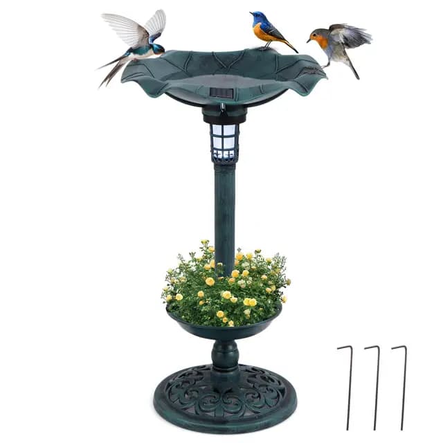 GOPLUS Solar-Vogeltränke Retro Freistehend Bronze