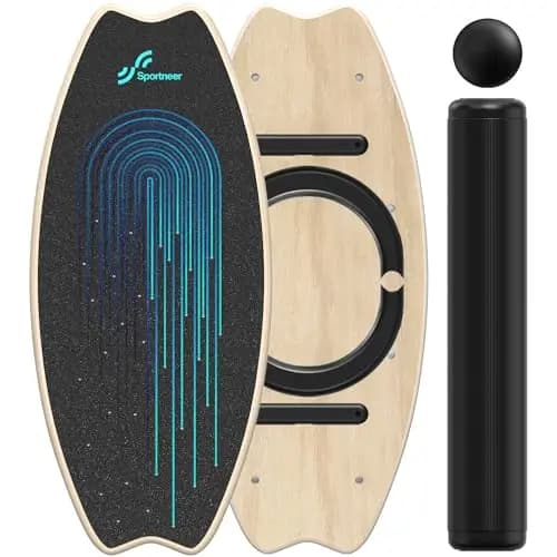 Sportneer Balance Board Holz 7-in-1 mit Rolle und Balance Ball