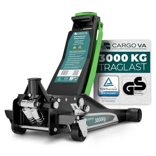 Hydraulischer Wagenheber 3T PRO - TÜV & GS Zertifiziert - Rangierwagenheber 75-505mm flach für PKW SUV & tiefergelegt - 5 Jahre Garantie - CargoVA – Bild 1