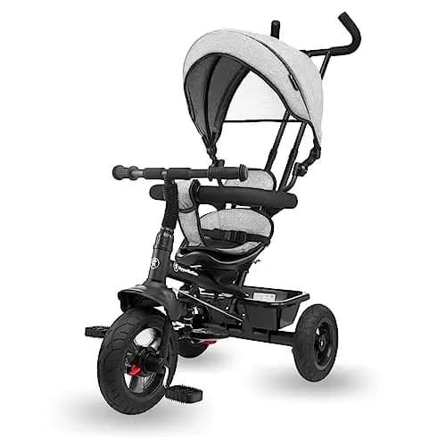 HyperMotion Dreirad ab 1 Jahr mit Schubstange - 3-in-1 Kinderfahrzeug für 1-4 Jahre, bis 20 kg - mit höhenverstellbarem Elterngriff und Schiebelenker, Grau
