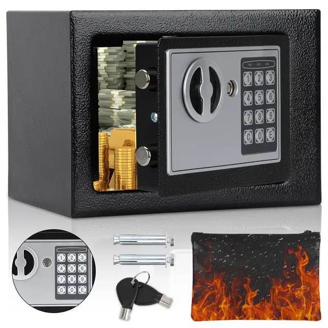 Tresor Möbeltresor,MöBeltresor Klein mit Feuerfest Wasserdicht Geldtasche für Zuhause mit Zahlenschloss Boden-Wandtresor Wandsafe ink.2 x Schlüssel & Befestigungsschraube