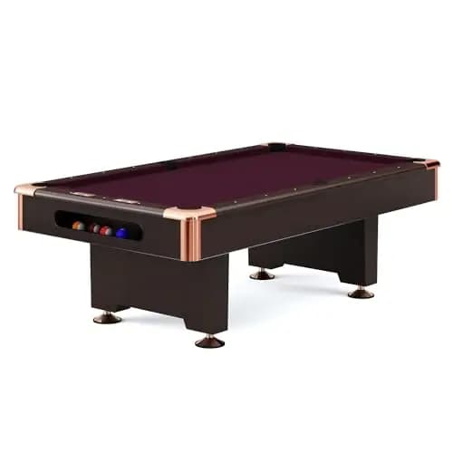 Automaten Hoffmann Billardtisch Club Pro III Nussbaum Dekor | Robuste Bauweise mit K-55 Bandenprofil | Ohne Münzung | Nivellierfüße, einfache Tuchbespannung, Indoor