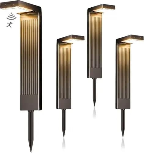 Solarlampen für Außen 4 Stück, 400LM Garten Solarleuchten mit Bewegungsmelder, 2-Phasen-Farbwechsel (3000K/6500K) LED, IP65 wasserdicht für Hof, Einfahrt & Wege