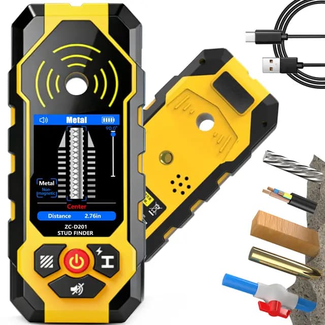 Ortungsgerät Leitungssucher 4 in1 Professioneller Multifunktionaler Wand Scanner Detektor für Holz, Metalle, Nichteisenmetalle, Kabel, mit Akustischer und Visueller Anzeige ZC-D201