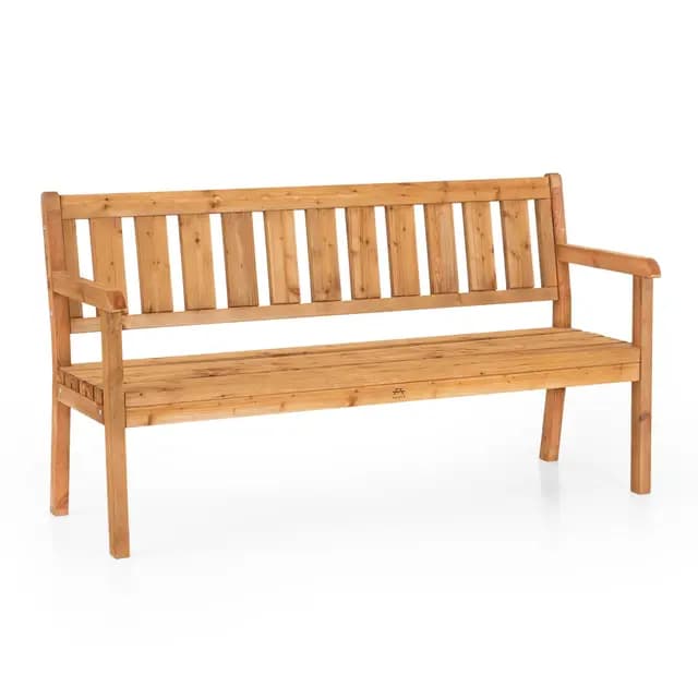 Amata UNGURS Dreifachbank Modernes Design - Wetterfeste Holzbank für Draußen, Terrasse, Hinterhof und Garten Feuerstellen - Ergonomischer und Langlebiger Stuhl, Zeitloses Design (Braun)