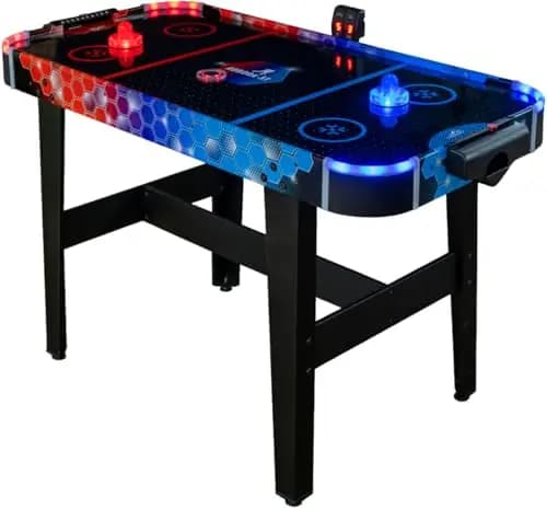 Carromco Airhockey Tisch FIRE vs. Ice/Aurora – Air Hockey mit LED-Beleuchtung. LED-Puck & Pusher, Torzähler, für Kinder & Erwachsene