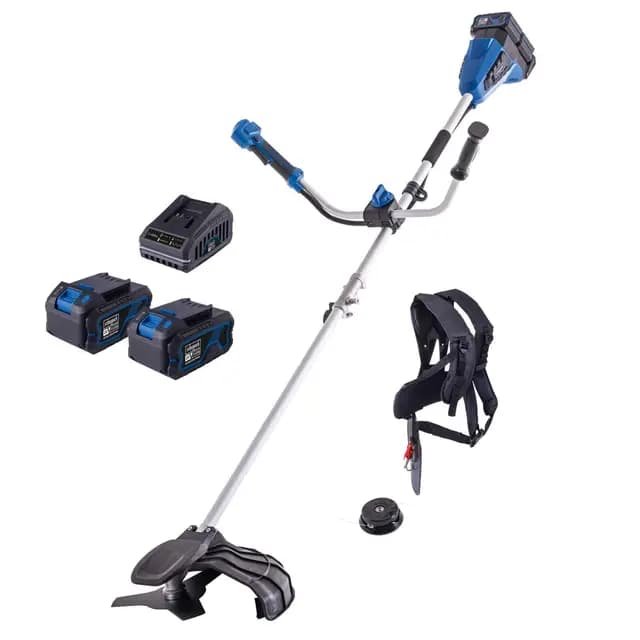 Scheppach Akku Freischneider BC-BCH380/40-X | Schnittbreite Rasentrimmer & Motorsense 380 / 255mm | Fadenspule 4m, Tippautomatik | 20V-IXES-Serie | 10 Jahre Garantie | mit 2x4Ah Akku & Doppelladegerät