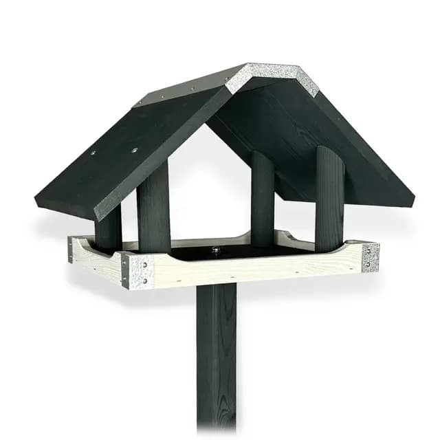 Gartenetage Vogelhaus mit 2-in-1-Ständer Kiefernholz Anthrazit – Bild 1
