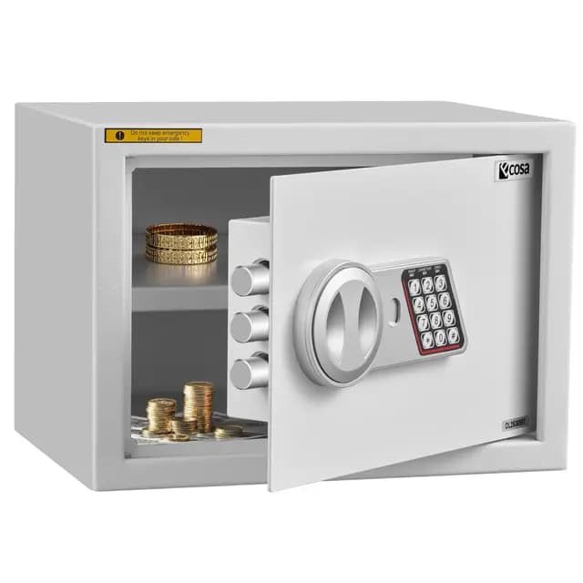 Ecosa ®Elektronischer Tresor Safe 35×25×25cm – Möbeltresor & Wandtresor mit Zahlencode und Schlüssel, Hotelsafe für Zuhause, 3-fach extra dicke Doppelbolzenverriegelung, feuerfest, wasserdicht
