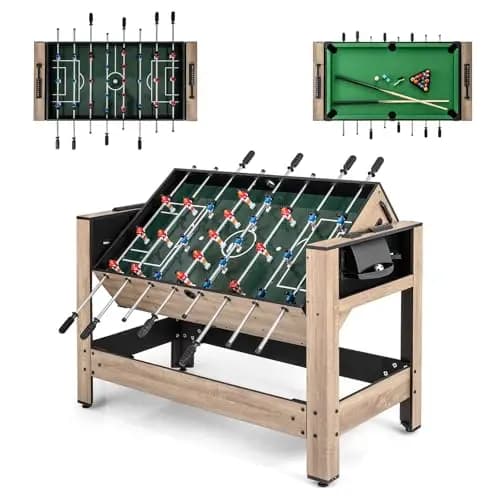COSTWAY Multi Spieltisch drehbar, 2 in 1/3 in 1 Multifunktionstisch mit Tischkicker & Billardtisch, Tischfußball Komplett Set für Kinder, Erwachsene, Kickertisch für Zuhause, Spielzimmer