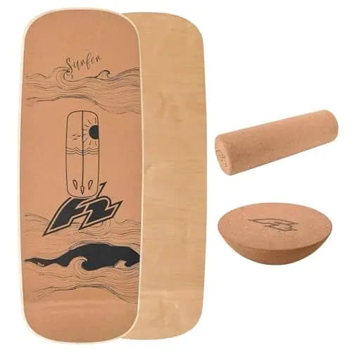 F2 Balance Board Kork Set mit Korkrolle und Halbkugel – Bild 1
