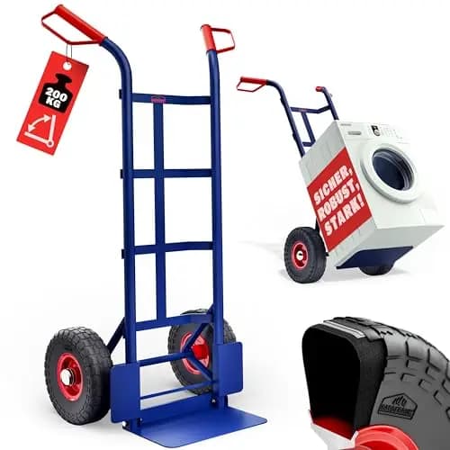 GARDEBRUK Sackkarre klappbar 200kg Luftbereifung Stahl Transportkarre Haltegriffe Transportroller Stapelkarre Transportwagen Handkarre blau
