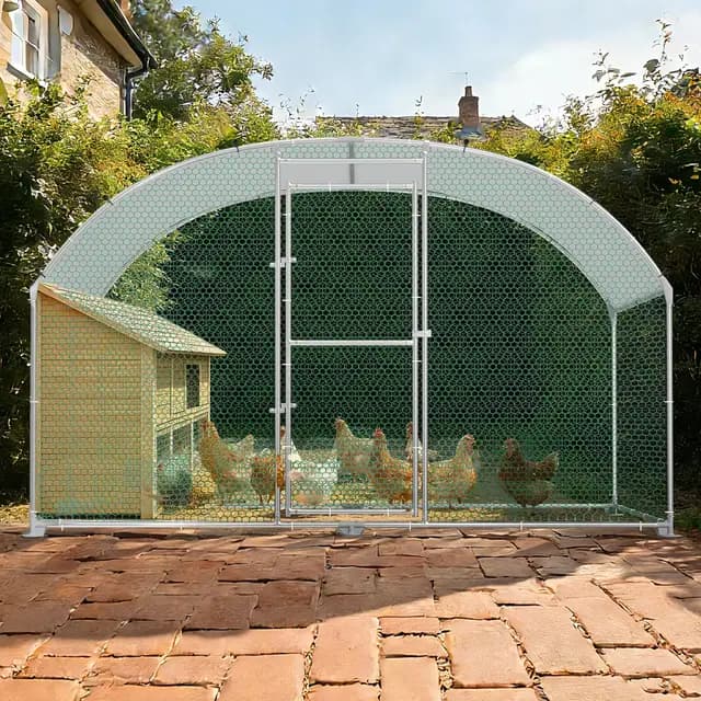 Soontrans Hühnerstall 3x2 m Kompakt Tunnel Hühnergehege, 6 ㎡ Tagesfreilauf mit Dach & Drahtseitenwände & Riegelsystem-Tür, Freilaufgehege Hühner für kleine Gärten
