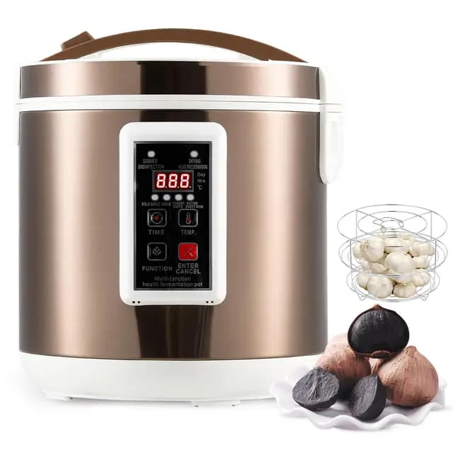 Moongiantgo 7.5L Schwarzer Knoblauchfermenter, Automatische Steuerung Knoblauchtopf Natto, Joghurt, Kimchi, Wein-Fermentationsmaschine, Knoblauchkocher mit Präziser Zeit- und Temperaturregelung, 220v