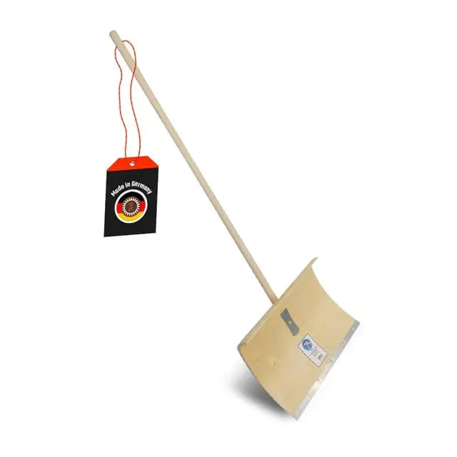 SHW-FIRE | Schneeschieber mit 50cm Schaufel und 144 cm Ovalstiel, Schaufel mit 5-Fach verleimtem Sperrholz mit Stahlschutzkante Premium Schneeschaufel mit Buchenholzstiel | Made in Germany
