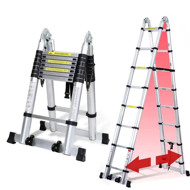 Teleskopleiter Klappleiter Aluminium, 5M Ausziehbare Leiter, Rutschfester Aluleiter Stehleiter Mehrzweckleiter Aluminiumleiter, Teleskop Ausziehleiter 150 kg Belastbarkeit