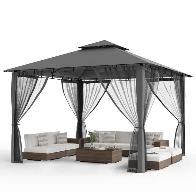 Amopatio Gartenpavillon Metall Grau
