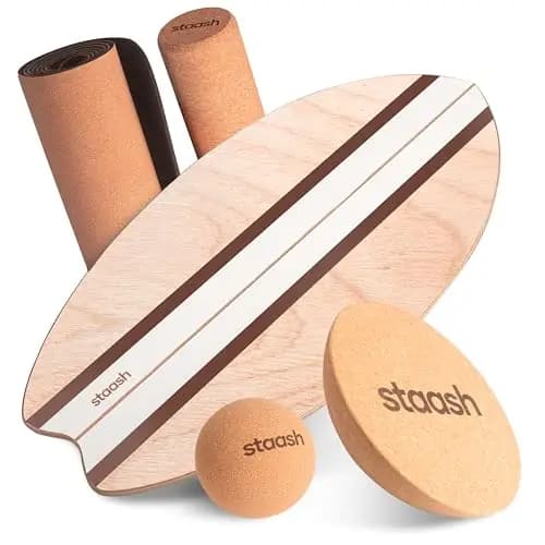 STAASH PRO Balance Board Birkenholz mit 5 Trainings-Modulen