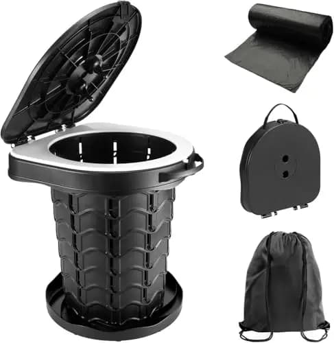imodomio Campingtoilette Faltbar Camping Toiletten(WC) mit Deckel Mobile Toilette mit 10 Müllsäcke, ideal für Outdoor-Camping, Auto