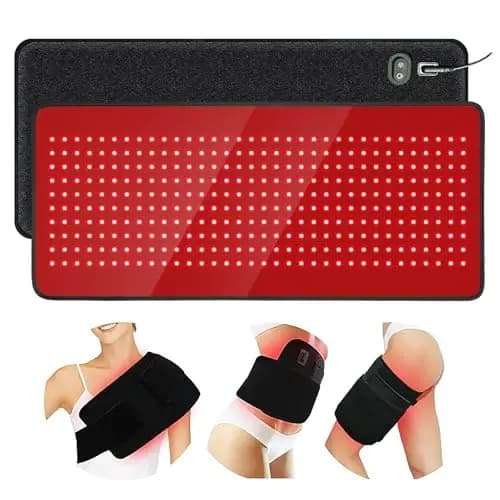Infrarottherapie & Rotlichttherapie zur Schmerz, 75 * 35cm Infrarot Matte mit 660nm & 850nm 340 LED Red Light Therapy 5 Helligkeitsstufen Timer, Rotlicht für Beine Rücken Taille Schultern Muskeln