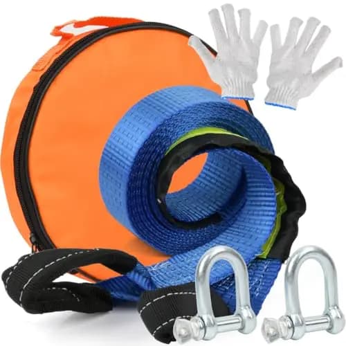 OTYMIOW Abschleppseil 7,5 t / 4,8 m mit D-Schäkeln und Handschuhen