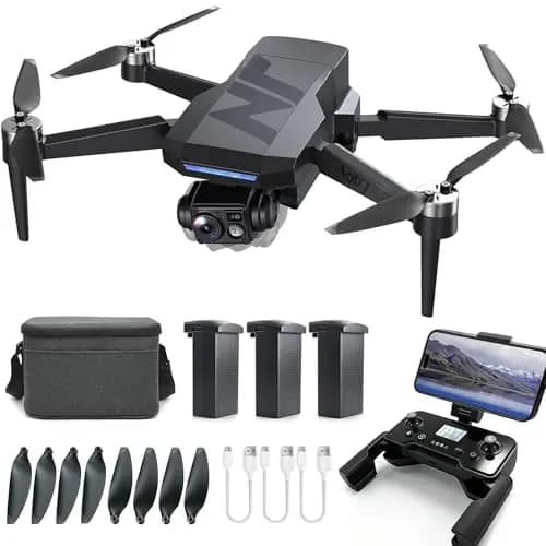 3‑Achsen‑Gimbal GPS Drohne mit Kamera 4K, 90 Min Flugzeit (3 Akkus), 1000 m Steuerungsreichweite, Auto Return, Auto Follow, bürstenloser Motor, 5G FPV Quadcopter für Einsteiger (unter 249g)