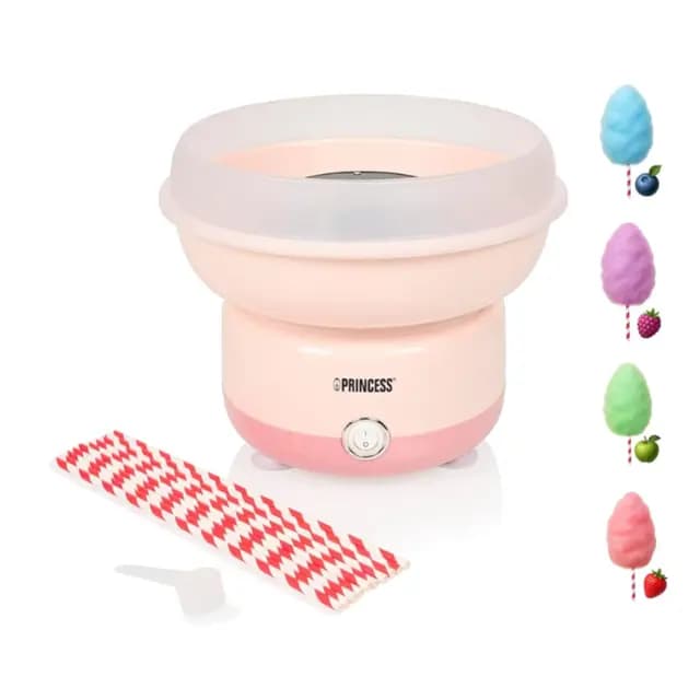 Princess Zuckerwattemaschine, 500W Leistung, BPA-frei, Kompaktes Design, Mit 10 Stäbchen & Messlöffel, Spülmaschinengeeignete Teile, Rutschfeste Füße, Einfache Bedienung, 292990