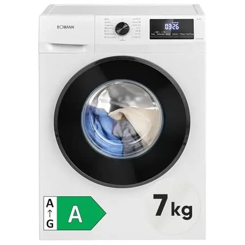 Bomann® Waschmaschine 7kg | 10 Jahre Motor-Garantie | Invertermotor - effizient, leise & langlebig | inkl. Aqua-Stop | max. 1400 U/min | 15 Programme | LED-Display | Washing Machine | WA 7501 weiß