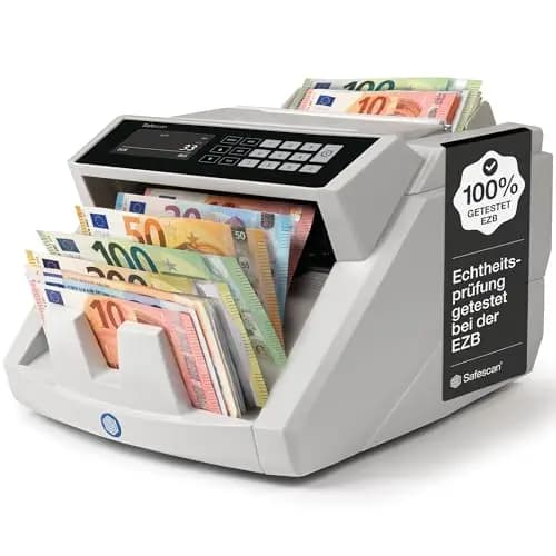Safescan 2465-S Geldzählmaschine, Wertzählung für gemischte EUR-Banknoten - Banknotenzähler mit 7-facher Echtheitsprüfung - zählt sortierte Banknoten aller Währungen
