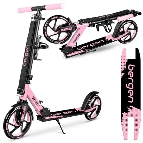 Bergen City Scooter Tretroller Downtown, klappbar, leicht 3,3kg, Cityroller, Aluminium, große 200 mm Räder, höhenverstellbar, Roller Kinder ab 6 Jahre, Jugendliche, Erwachsene bis 100 kg