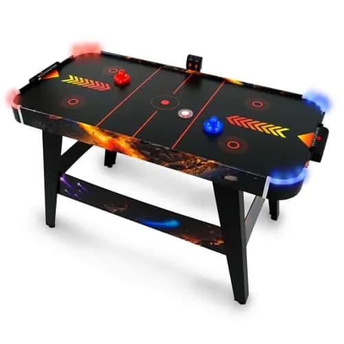 LED-Airhockey Spieltisch von FASports, Air Hockey Kinder/Jugendliche ab 8 Jahren, Airhockey Spieltisch mit Luft inkl. leuchtende Pusher und Pucks