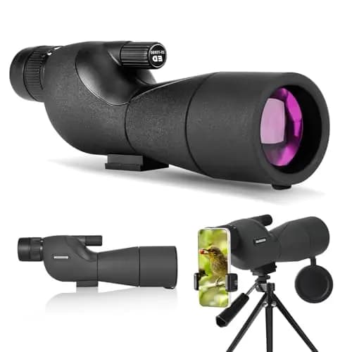 25-75X Spektive mit Stativ, Zoom Wasserdichtes BAK4 Prisma-Monokular-Teleskop für Vogelbeobachtung, Zielschießen, Wildtiere, Jagd und Landschaft, mit Telefonadapter und Hülle