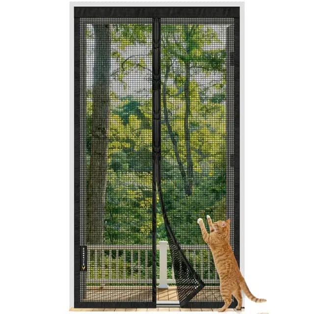 MYCARBON Fiberglas Fliegengitter Balkontür gegen Katzenkratzer, Reißfest & Langlebig, Flammhemmendes Insektenschutz Tür 70x200cm mit 3,8cm Klettband für Terrassentür & Kellertür, Schwarz – Bild 1