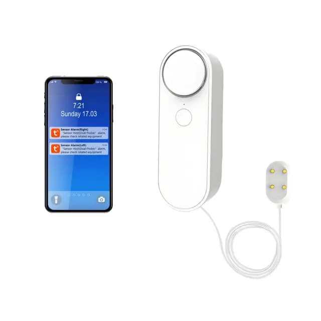 WiFi Wasseralarm mit App-Benachrichtigungen & 100dB Alarm - Smart Home Gerät für Keller Badezimmer Pool Aquarium 6.5ft Sensorkabel inklusive