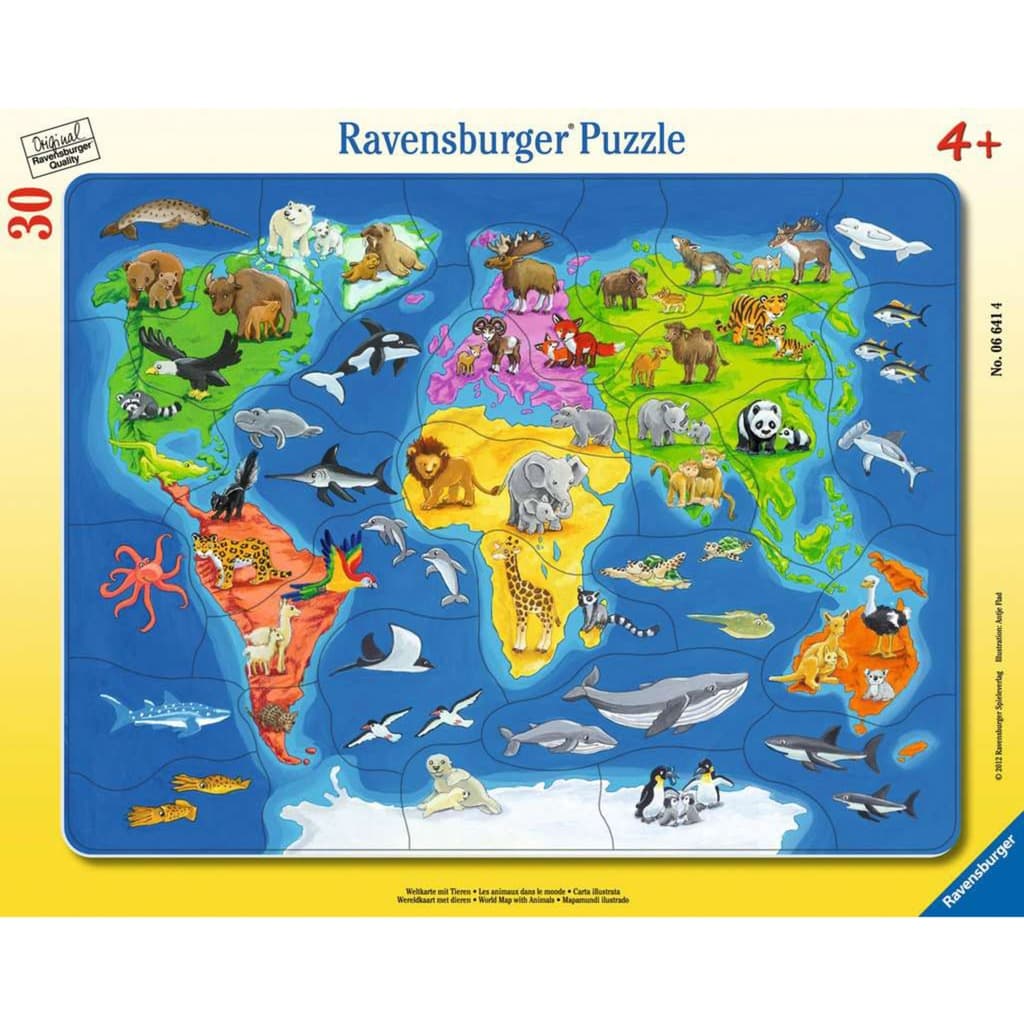 Kinderpuzzle Weltkarte mit Tieren – Bild 1