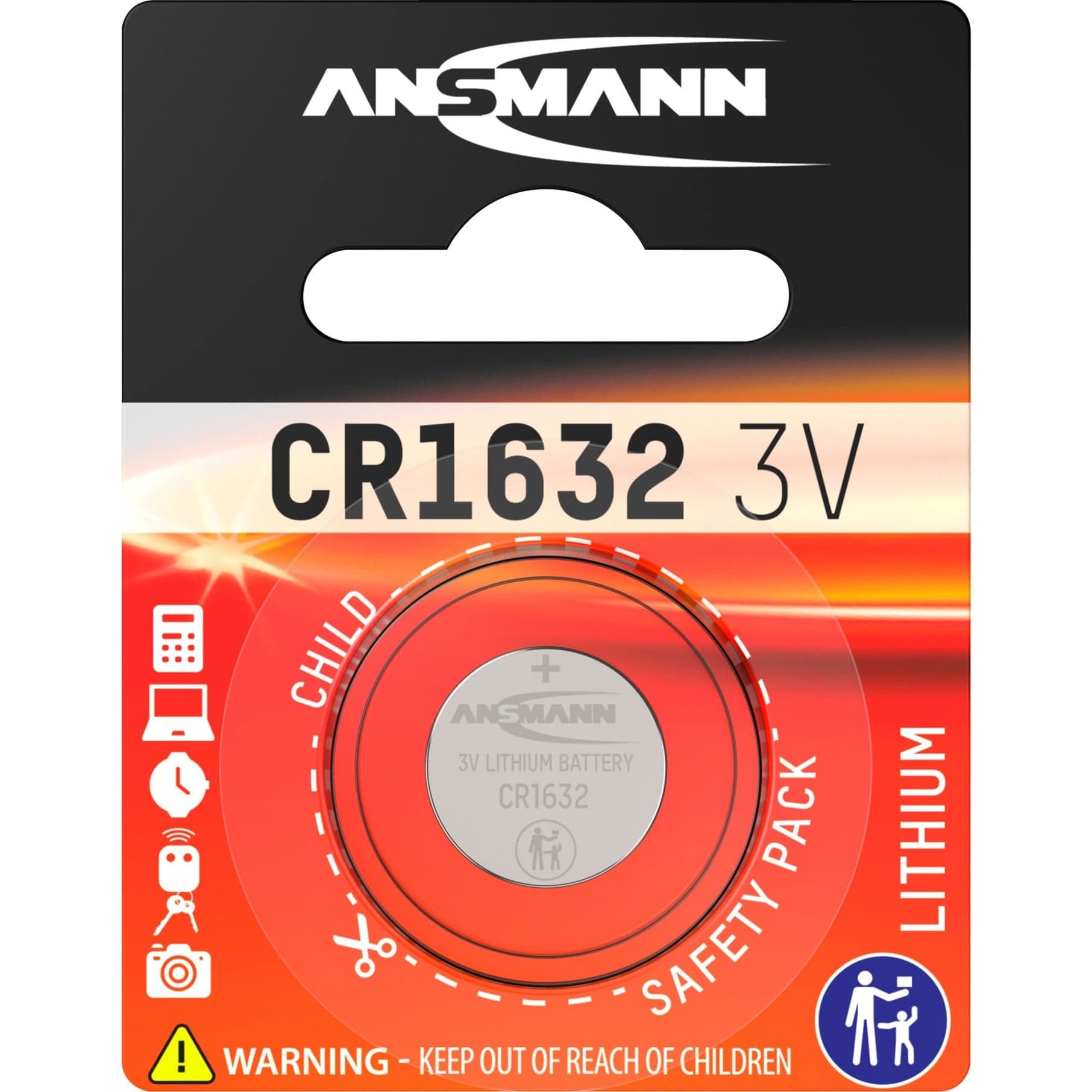 Lithium Knopfzelle CR1632, Batterie – Bild 1