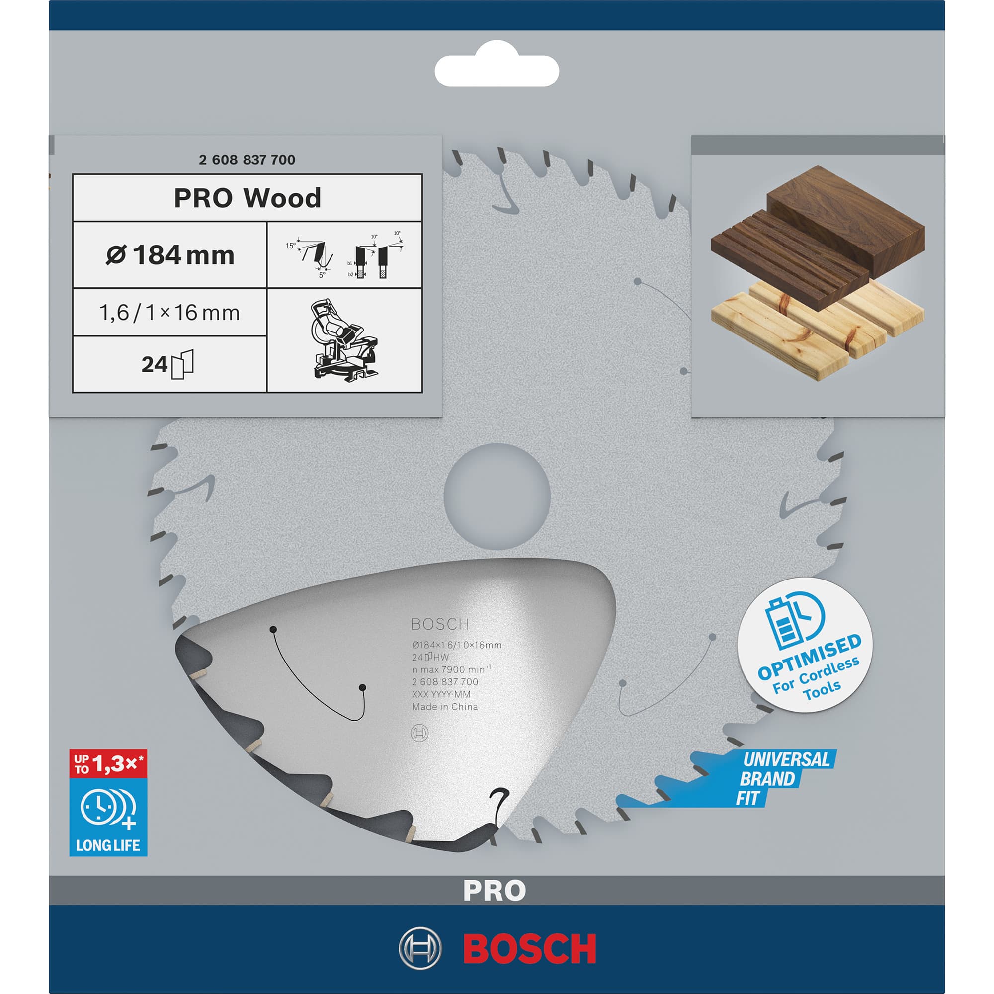 PRO Wood cordless Kreissägeblatt, Ø 184mm, 24Z – Bild 1
