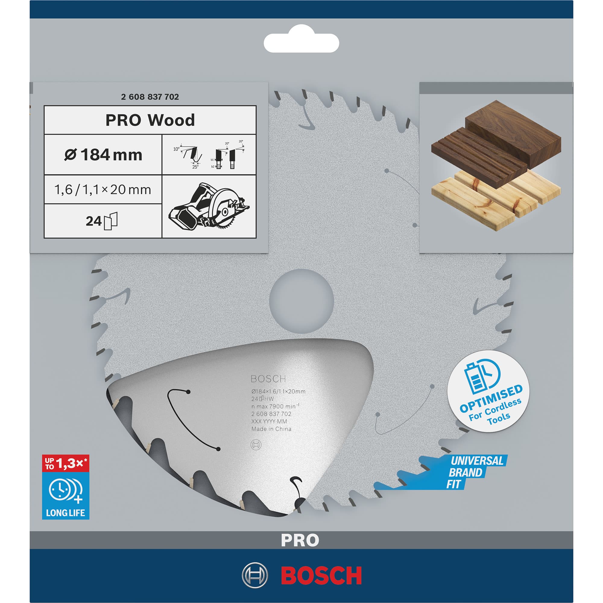 PRO Wood cordless Kreissägeblatt, Ø 184mm, 24Z – Bild 1