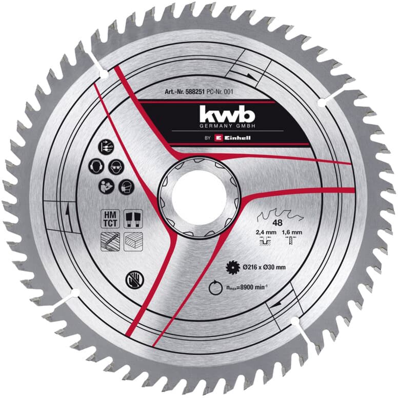 Kreissägeblatt HM, Ø 216 x 30mm, 2,4mm, 60Z – Bild 1