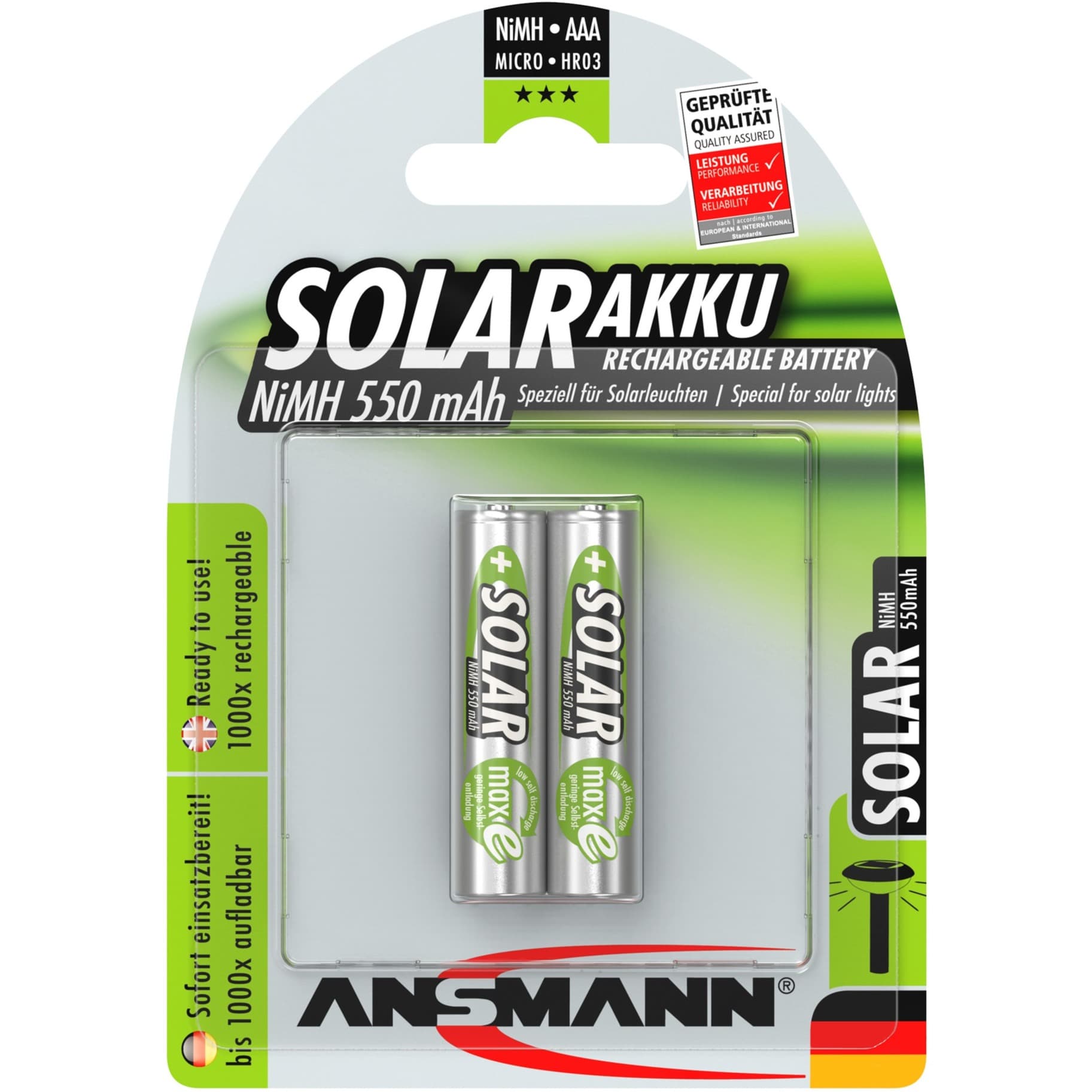 Solar NiMH Akku Micro AAA 550 mAh maxE – Bild 1