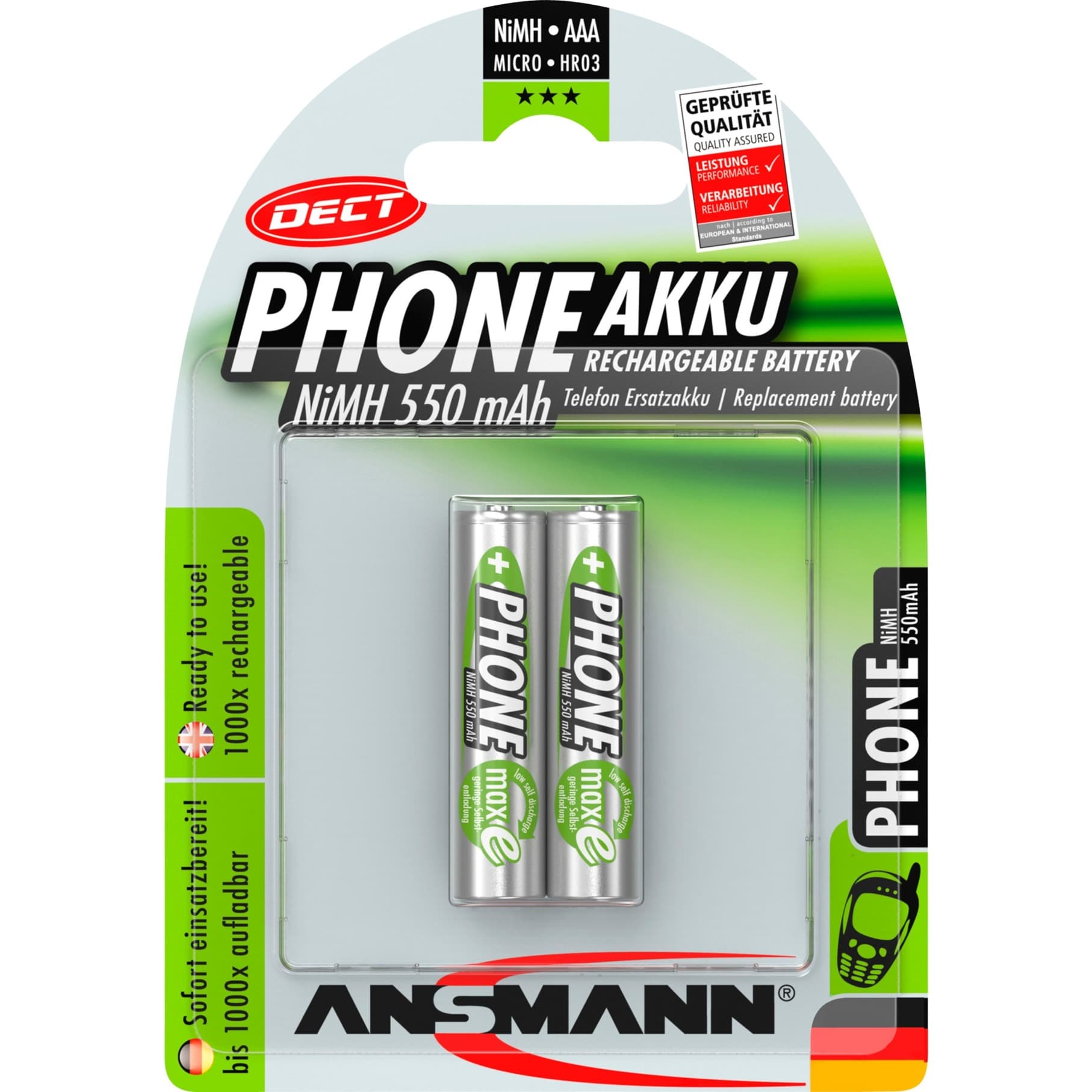 550mAh DECT, Akku – Bild 1