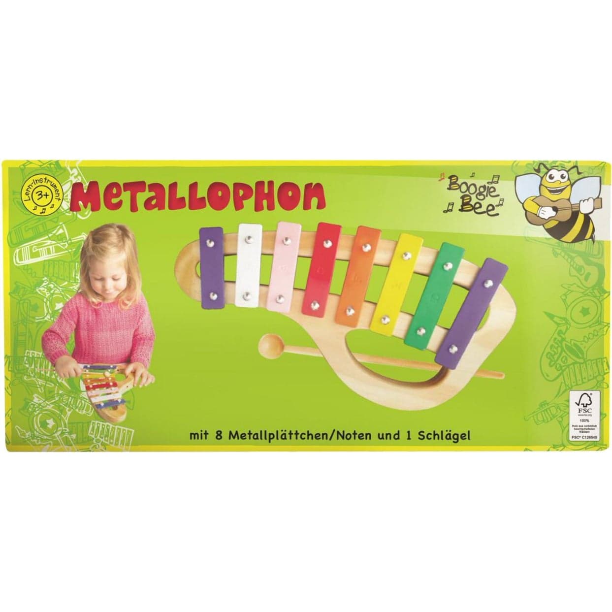 Metallophon Holz mit 8 Noten