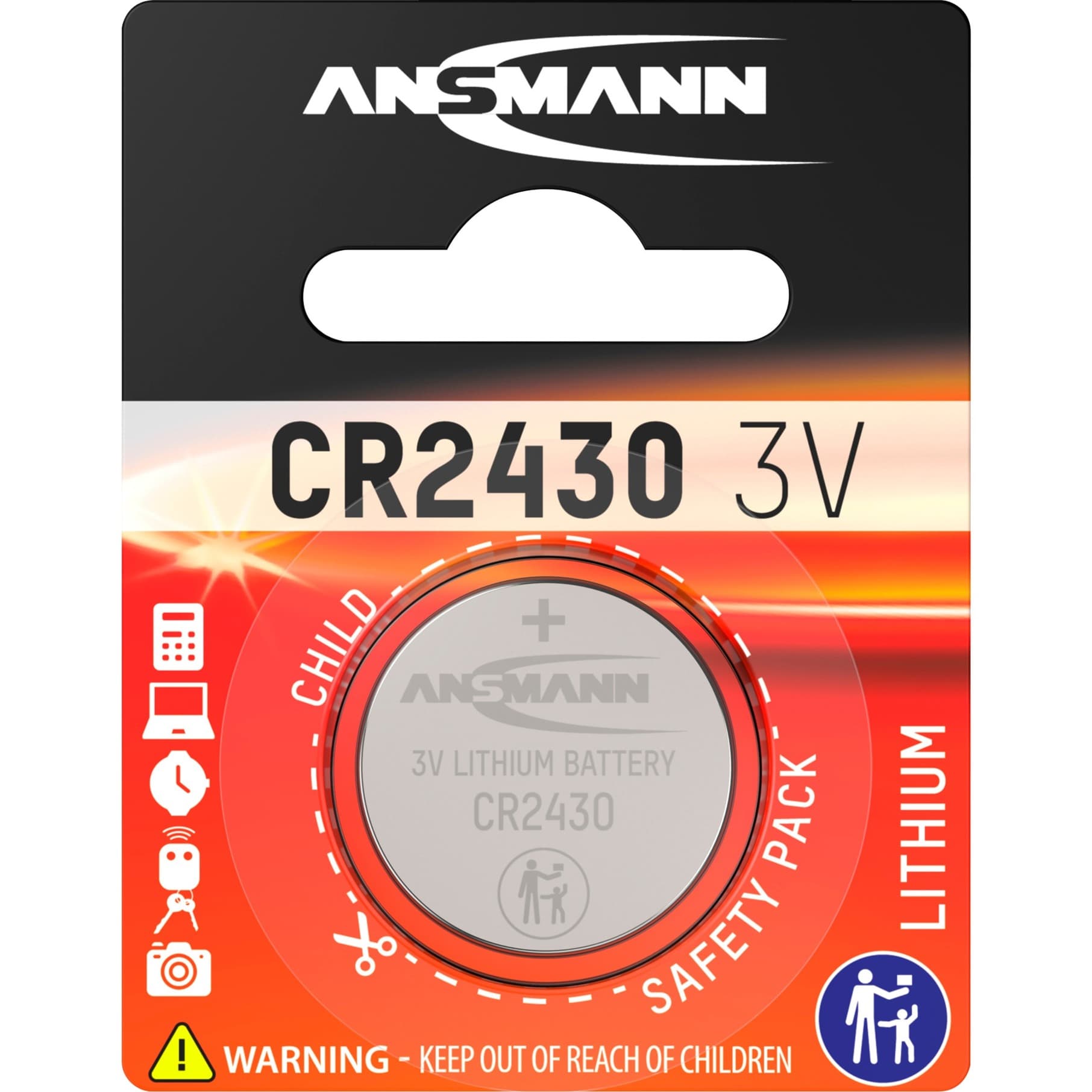 Lithium Knopfzelle CR-2430, Batterie – Bild 1
