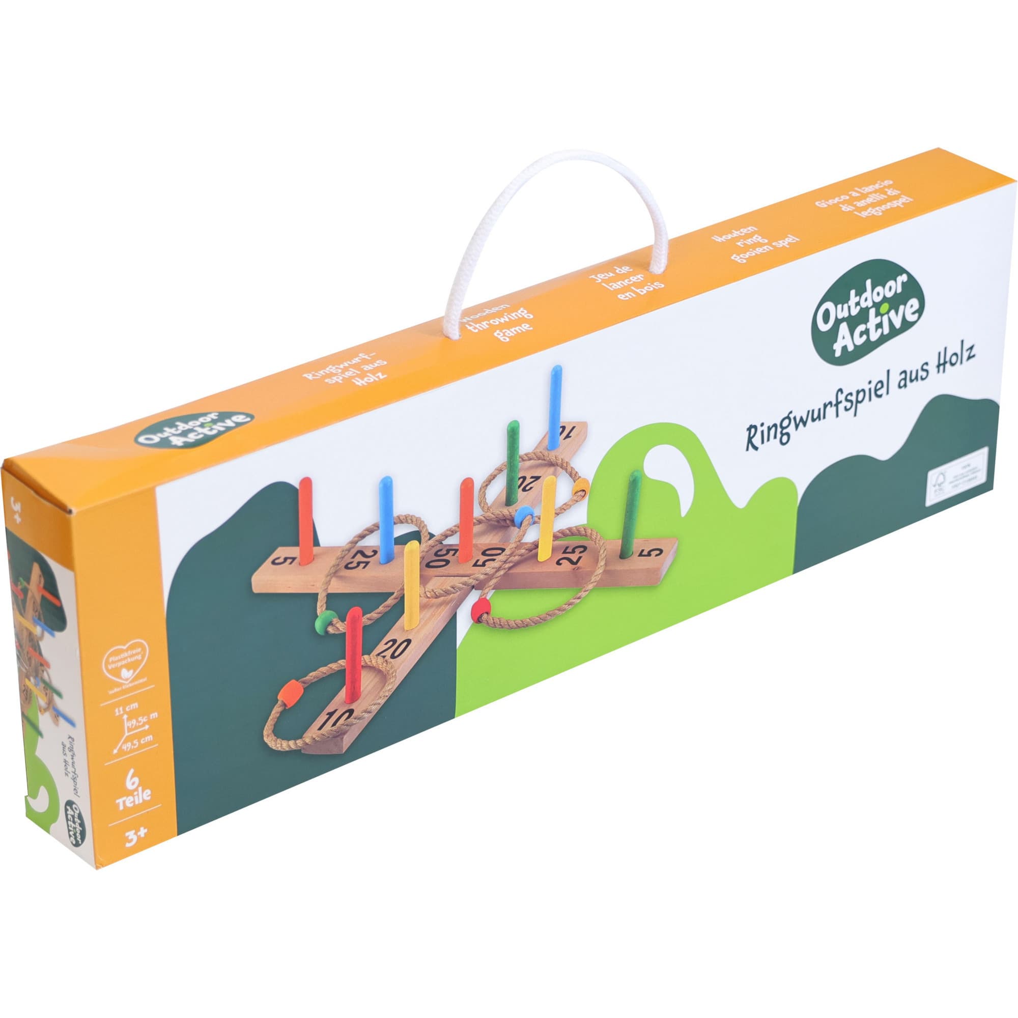 Ringwurfspiel aus Holz mit 9 Stäben – Bild 1