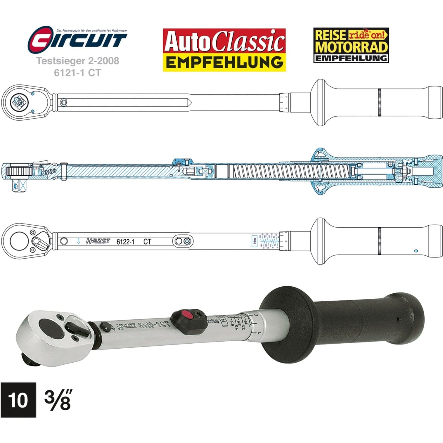 Drehmomentschlüssel 6110-1CT, 3/8" – Bild 1