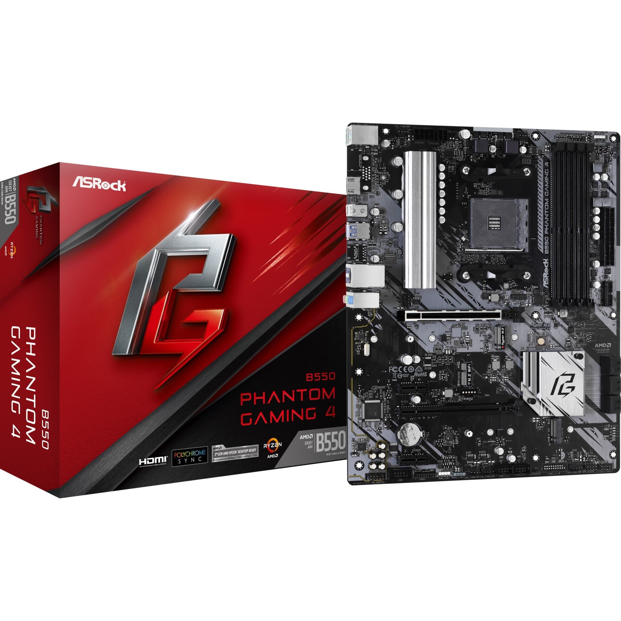 B550 Phantom Gaming 4, Mainboard – Bild 1