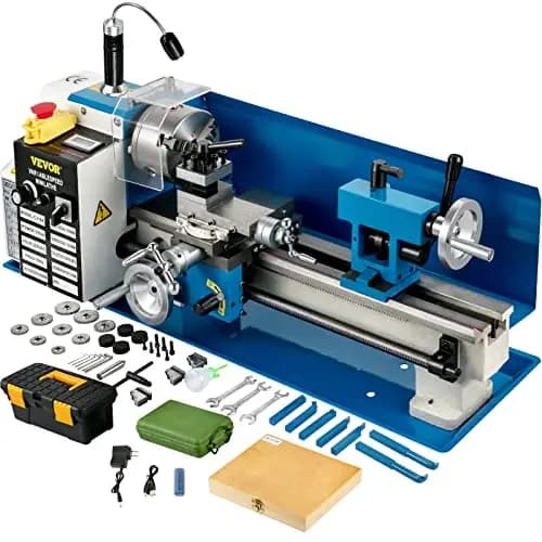 VEVOR Mini Drehmaschine 550 W, Metall Drehbank Max. 2500 U/Min, Tischdrehmaschine, Gewinde 12-52 TPI, Zubehör Inkl.