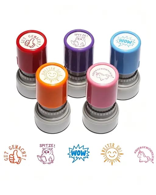 5Stück Stempel Lehrerstempel Set Selbstfärbender Motivationsstempel Lehrerstempel für schnelle Hausaufgabenkorrektur ideal für Lehrer, Eltern und Schüler – Mehrfarbig