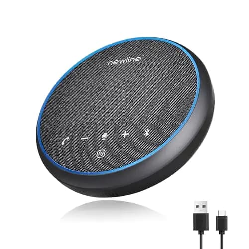 Konferenzlautsprecher mit Mikrofon Bluetooth USB Lautsprecher für PC, Geräuschunterdrückung, 360°Sprachaufnahme 43 Stunden Standby, Speaker kompatibel mit Zoom, Teams, Skype, Home Office